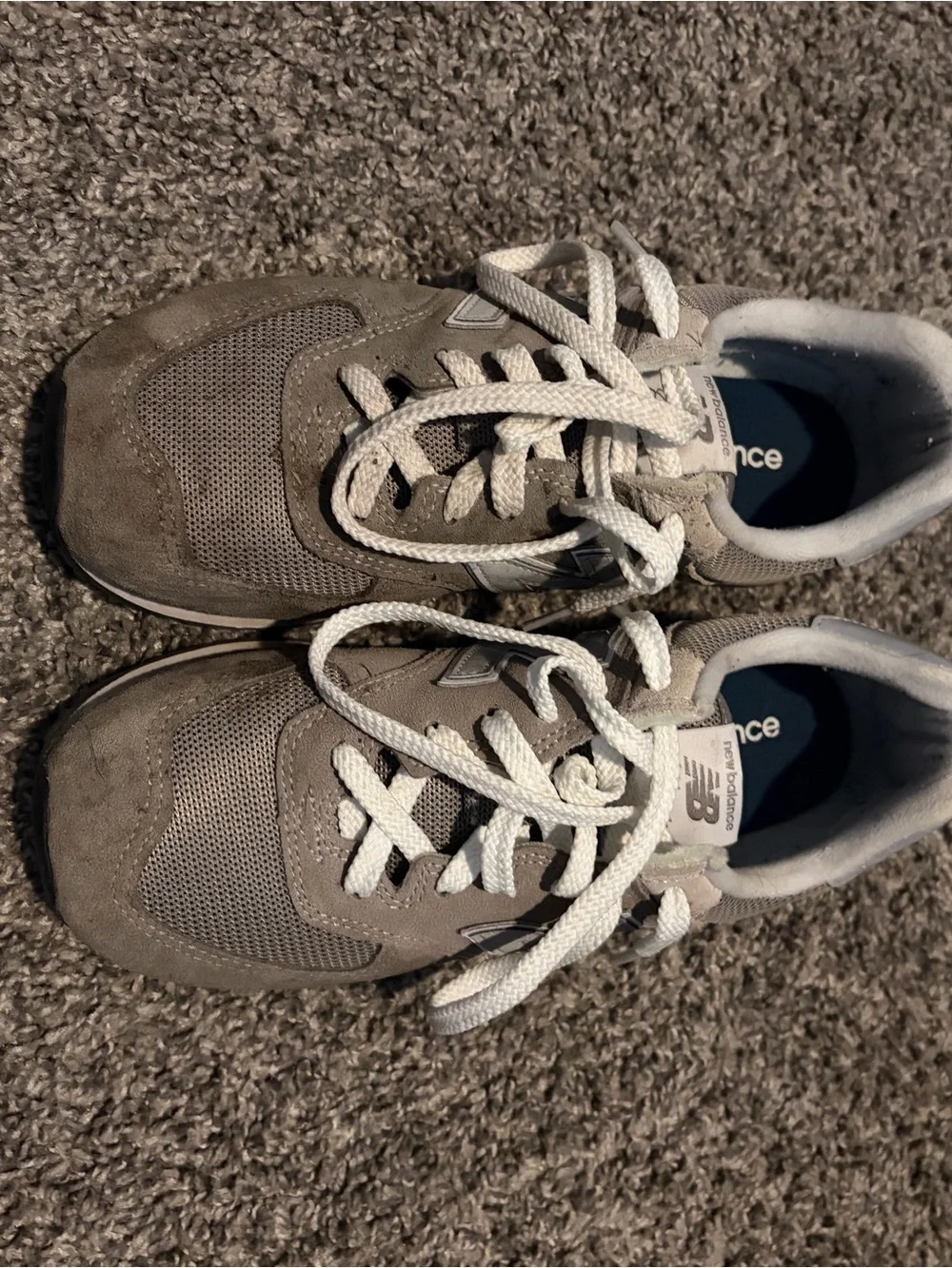 New Balance Kids Taupe and White Lace-Up Sneakers